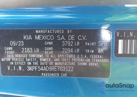 2024 Kia Forte Gt-Line from USA, damaged, VIN 3KPF54AD9RE703122